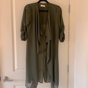 OS sheer khaki duster coat